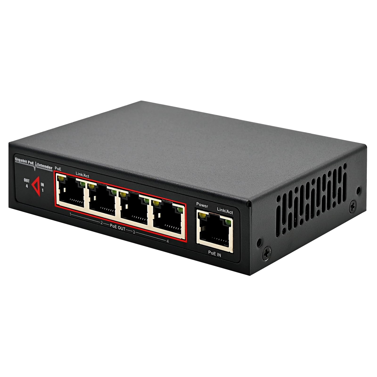 Centropower - Conmutador/extensor Poe, Divisor Y Repetidor Poe, 60 W, 4 Puertos, Gigabit