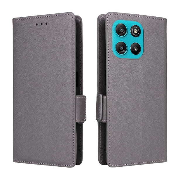 Funda Cartera para Motolora Moto G57 Tapa Flip con Ranuras y Soporte Gris