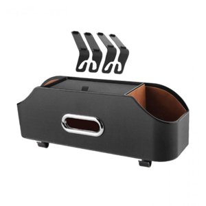 Ioensy - Organizador De Respaldo Para Asiento De Coche, Soporte Para Pañuelos, Almacenamiento De Cuero Pu, 2 Portavasos Para Bebidas