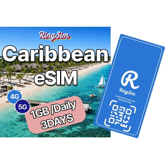 eSIM ringsim Caribe 3 DÍAS 1 GB/día 5G/4G