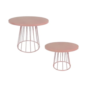 Bothyi - Bandeja De Almacenamiento De Hierro De 2 Piezas, Plato Redondo Decorativo Para Hotel, Boda, Café, Rosa