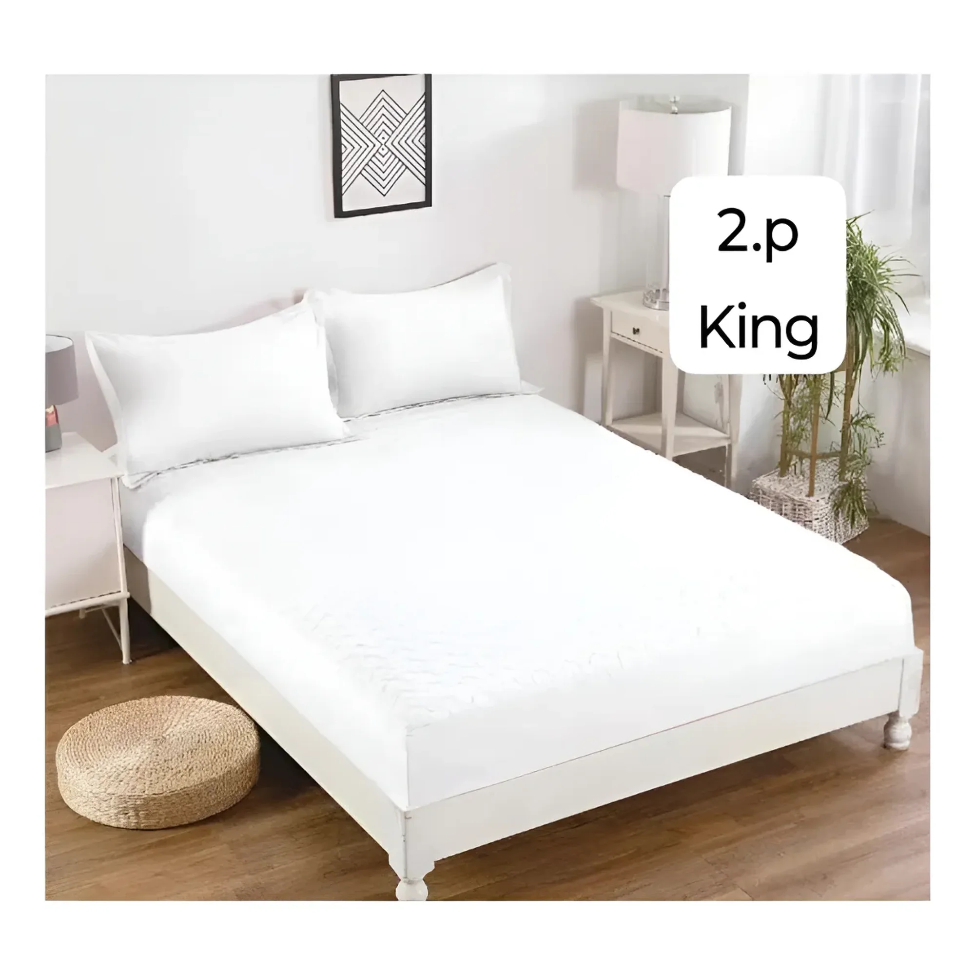 Casadeliacl - Cubre Colchón Impermeable T.f.i Para Colchones Hasta 30 Cm Liso Blanco 2 Plazas