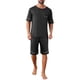 thumbnail image 4 of INSPIRE CHIC Conjunto de Pijama de Verano para Hombre con Mangas Cortas, Cuello Redondo y Bolsillos 2XL Negro, 4 of 5