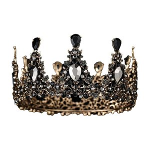 Magideal - Corona De Princesa Estilo Vintage Tocados Delicados Corona Nupcial De Diamantes De Imitación Para Accesorios De Fotografía Halloween Cosplay Fiestas