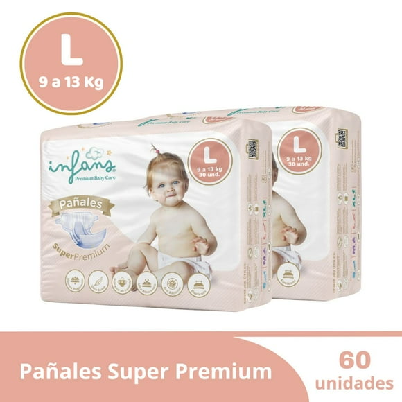 Pañal Desechable Super Premium L INFANS 60 UND