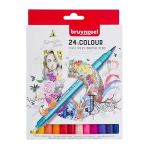 Marcadores Punta Fina/Pincel Bruynzeel 24 Colores