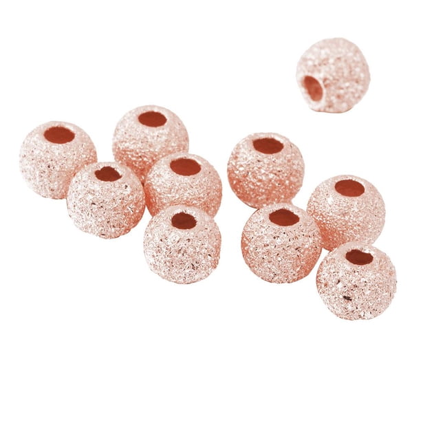 10pcs 925 De Oro Rosa Suelta Perlas Afortunados Bricolaje Brazalete De Joyería Artesanal Toma De 3mm