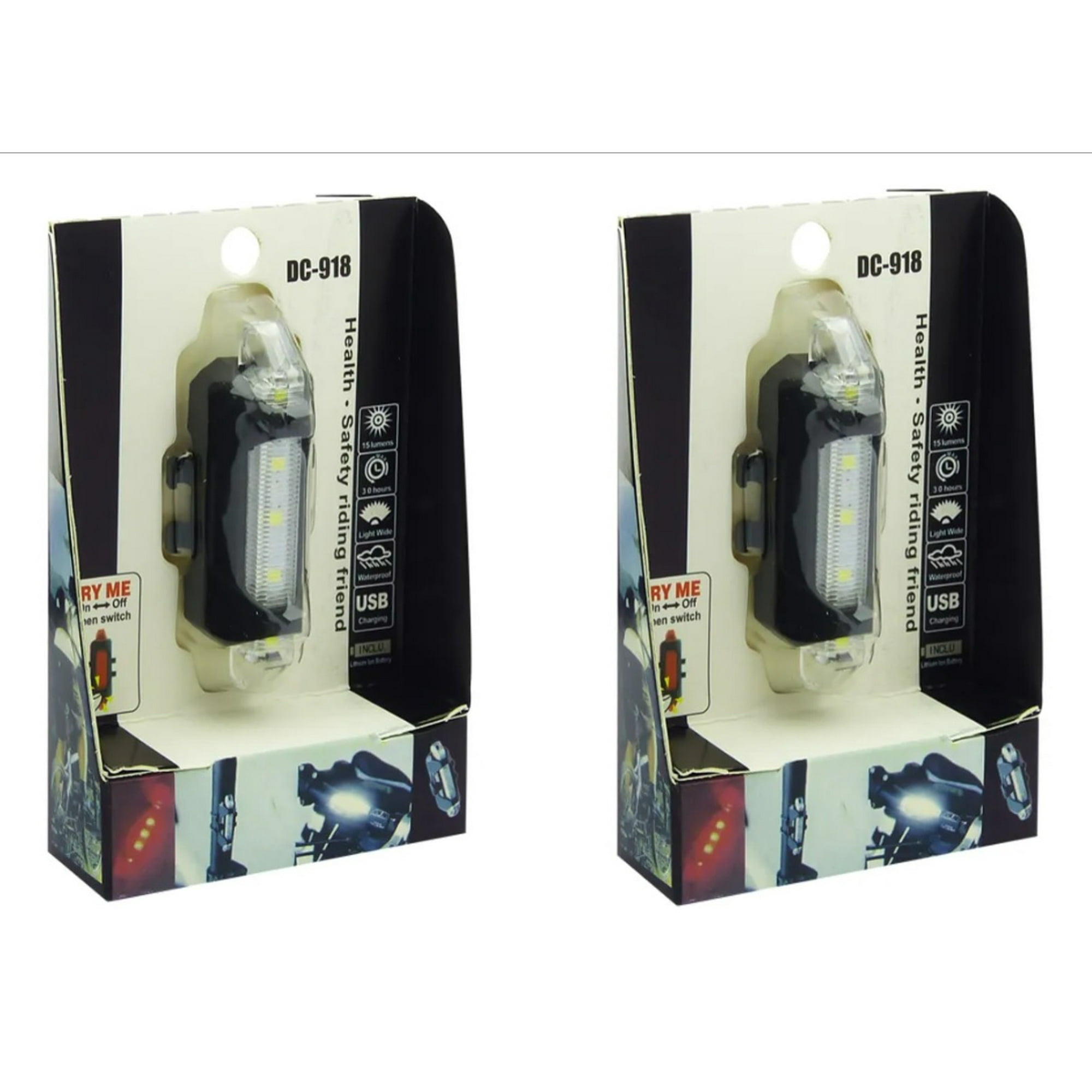 Vipnetwork - Pack 2 Luces Blanca 5 Led Recargable Usb Bicicleta