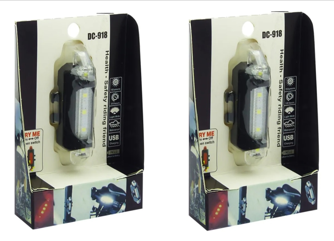 Vipnetwork - Pack 2 Luces Blanca 5 Led Recargable Usb Bicicleta