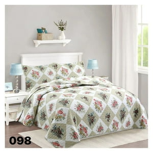 Genérico - Cubrecama Quilt Verano King - Cuadrille Rosas 098