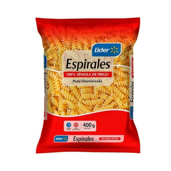 Fideo Pasta Espirales Bolsa, 400 g