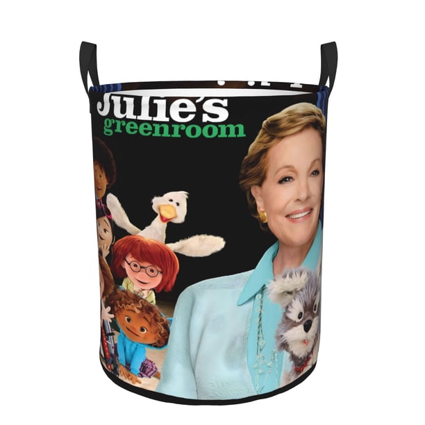 El Greenroom de Julie Cesta de lavandería de gran capacidad redonda con asa, bolsa para ropa sucia plegable, almacenamiento para dormitorio, baño y lavadero 44x35 cm