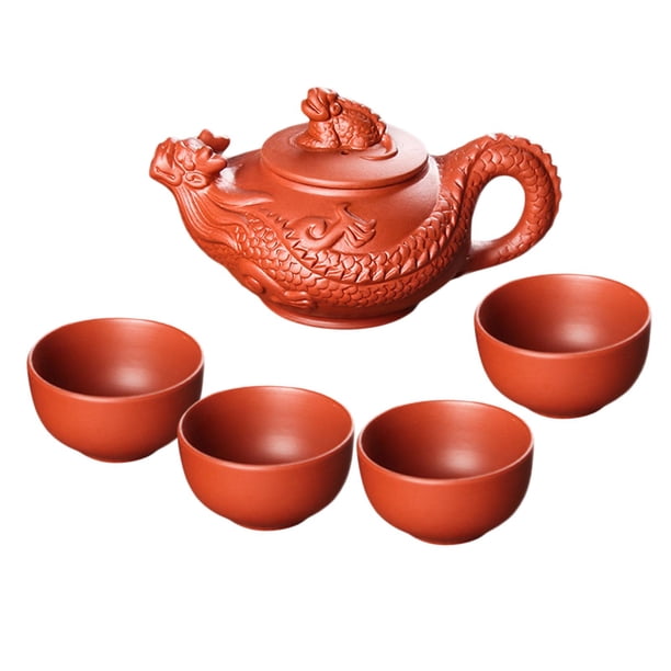 Juego de té Teaware hecho a mano práctico resistente a altas temperaturas juego de tetera y taza para el hogar para viajes de oficina casa de té Hotel Rojo