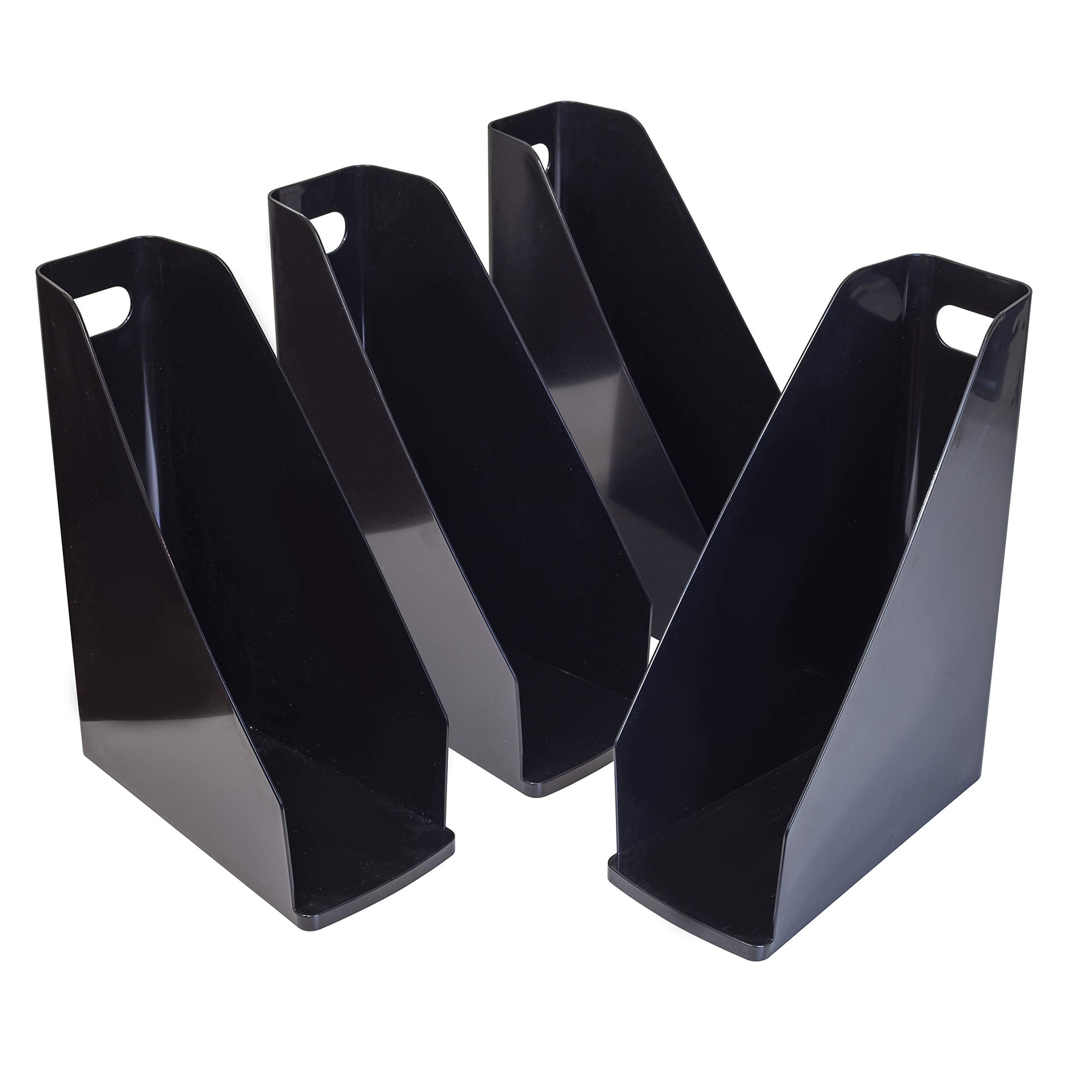 Set De 4 Archivadores Para Revistas Storex Negro Brillante 7x25x31 Cm