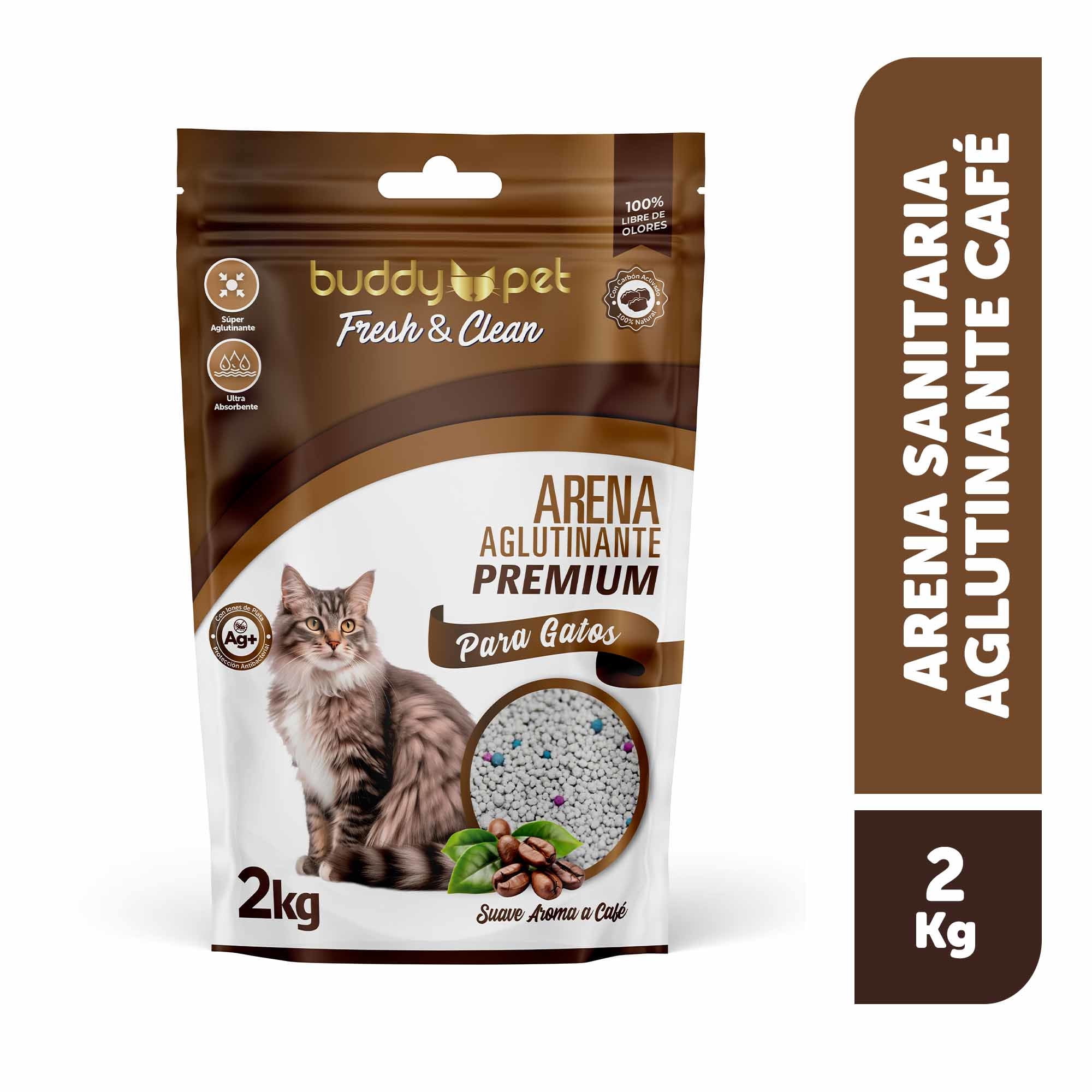 Arena Para Gatos Arena Sanitaria Aglutinante Café Café 2 kg Buddy Pet