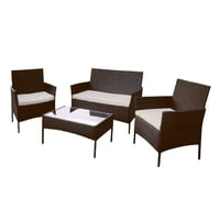 Set Juego De Terraza 4Pcs Mesa Sillas Sillon Rattan Vincenzi