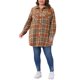 thumbnail image 2 of Agnes Orinda Conjuntos de Halloween para Mujeres Tallas Grandes Chaqueta Shacket de Cuadros Manga Larga Camisa de Franela con Botones Chaqueta de Moda 2X Naranja, 2 of 6