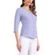 thumbnail image 4 of INSPIRE CHIC Blusa de Mujer Cuello en V Mangas 3/4 Estampado de Corazones y Lunares Botón Frontal Top Púrpura Polvoriento M, 4 of 5