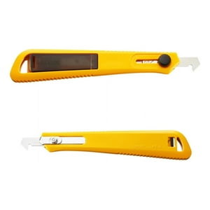 Cuchillo Olfa Pequeño Corta Acrílico Con Seguro Manual Amarillo