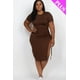thumbnail image 1 of Vestido Midi Curvy con Cordón y Abertura Lateral Fruncido, 1 of 10