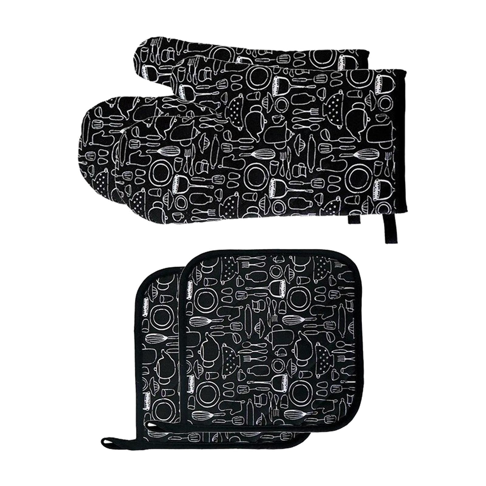 Bothyi - Guantes Para Horno Guantes Para Horno Con Agarraderas Set Accesorio Para Hornear Living Negro