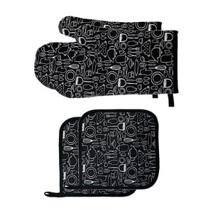 Bothyi - Guantes Para Horno Guantes Para Horno Con Agarraderas Set Accesorio Para Hornear Living Negro