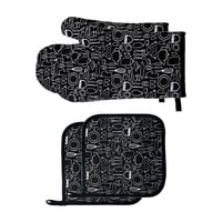 Bothyi - Guantes Para Horno Guantes Para Horno Con Agarraderas Set Accesorio Para Hornear Living Negro