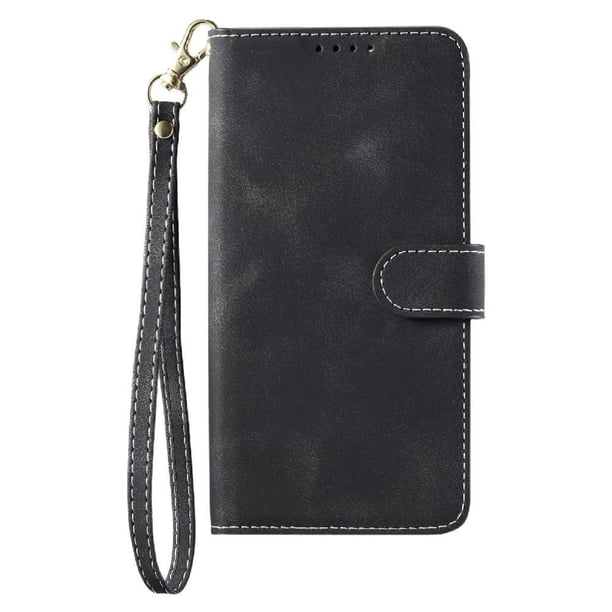 Funda Cartera para Samsung Galaxy S23 Ultra Tapa con Ranuras, Soporte y Correa Negro