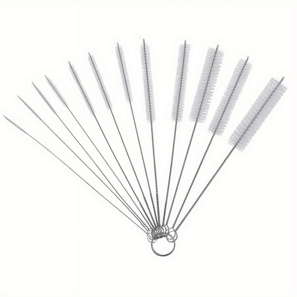 12pcs, Reusable Straw Cleaning Brushes, Bottle Test Tube Long Straw Cleaning Brush, Nylon Washing Cleaner Tool, Reusable Bottle Straw Brush In Different Size (White-Black,12 Pieces)