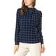thumbnail image 5 of INSPIRE CHIC Blusas de Mujer para el Trabajo con Cuello de Lazo y Mangas Largas a Cuadros L Azul Marino, 5 of 8