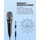 thumbnail image 2 of Micrófono para karaoke Moukey Dynamic Wired, cable XLR de 4 m, negro, 2 of 9