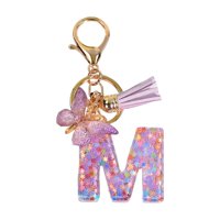 Magideal - Llavero Alfabeto Inglés Llavero Llavero Con Colgante De Mariposa Regalo Creativo Para Llavero Mochila Bolso Decoración Llavero De Moda Lindo , M M