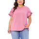 thumbnail image 1 of Agnes Orinda Blusas de Verano para Mujer Tallas Grandes con Volantes de Manga Corta Cuello Redondo Camisas Casual Sólidas 3X Rosa, 1 of 5