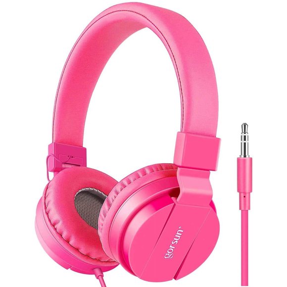 Auriculares gorsun Kids estéreo ligeros con cable rosa