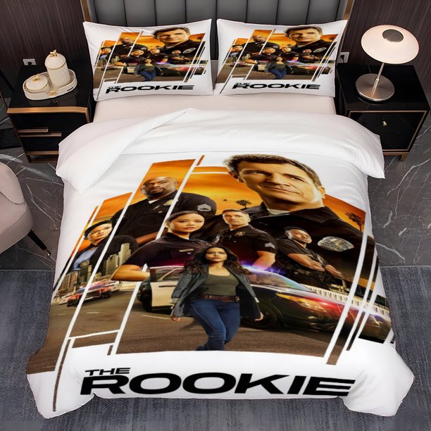 3pcs Rookie Cops Korean Ins Style Printed Bedding Three-Piece Set Quilt Cover Pillowcase Set