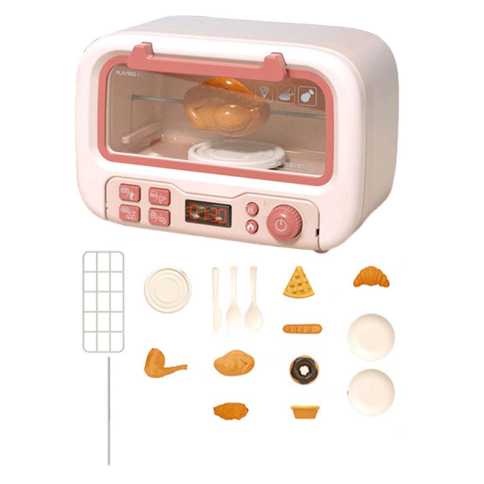 Magideal - Juguete De Microondas Para Niños, Juguete Realista, Electrodomésticos De Cocina, Juguetes Educativos Y Accesorios De Comida Para Niñas, Niños Pequeños , Rosa