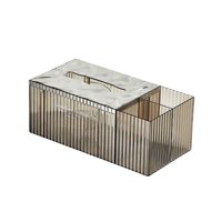 Magideal - Caja De Papel De Pañuelos Faciales Rectangular Soporte De Caja De Pañuelos Con Dos Compartimentos Servilletas Titular De Pañuelos Funda Para Soporte Gris