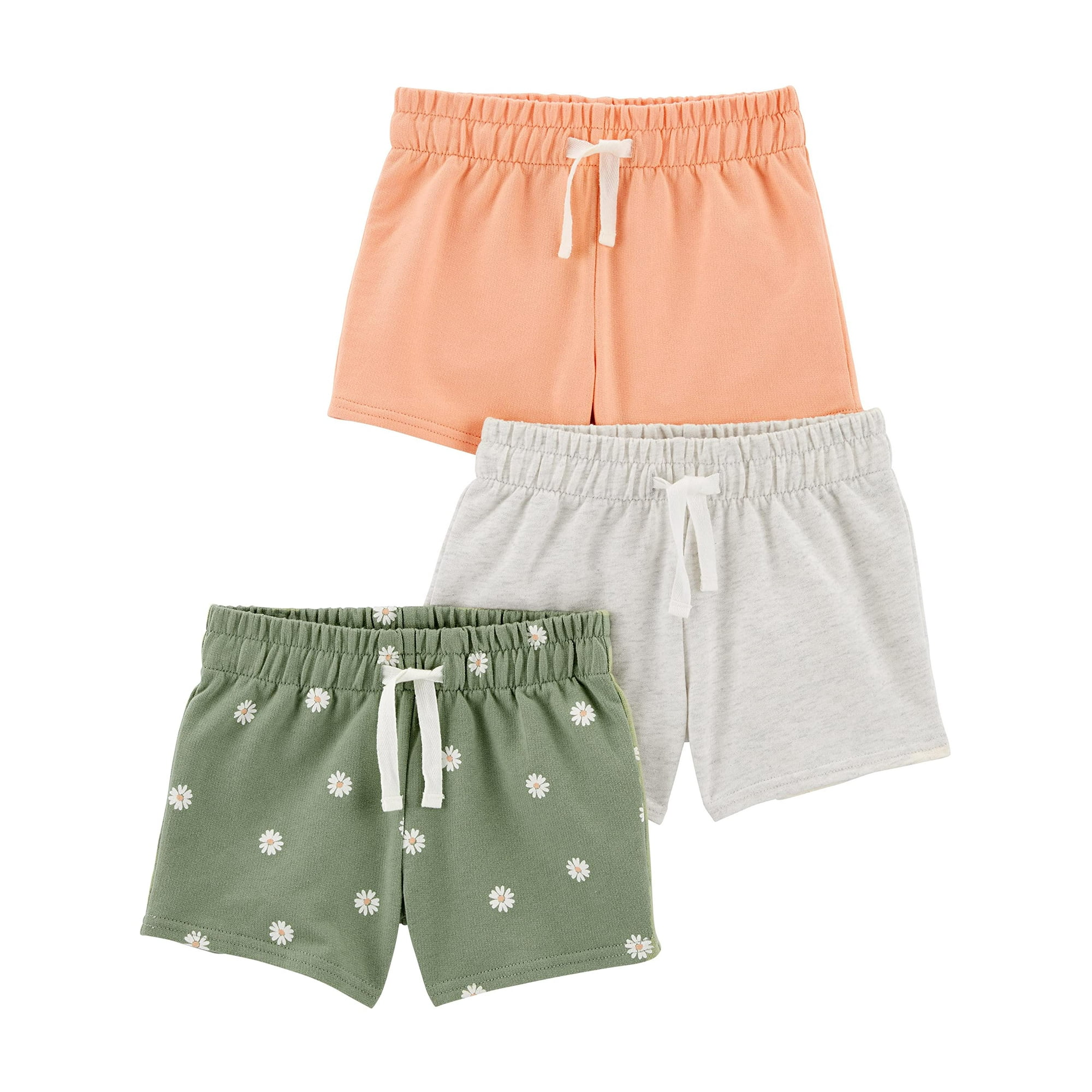 Simple Joys By Carter's - Pantalones Cortos Simple Joys De Carter's Girls, Paquete De 3 Unidades, Color Verde 5t