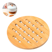 Wakeshome - Posavasos De Bambú Resistentes Calor Soportes Ollas Calientes Antideslizante Redondos