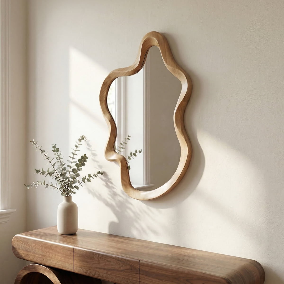 Santú Home & Deco - Espejo Modern Wave Madera Tono Arce 90x60cm