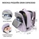 thumbnail image 2 of Mochila Viaje Avión Cabina Expandible Impermeable Usb 40l Violeta Claro, 2 of 3