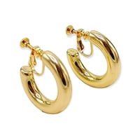 Elbauldejuma - Aros Sin Perforacion Argollas Chunky Bañadas En Oro