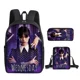 thumbnail image 1 of 3PC/set Wednesday Addams Backpack Nevermore Academy Primary Middle School Students Boys Girls Schoolbag Cartoon Bag Mochila, 1 of 3