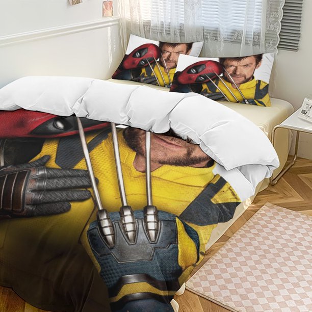 Deadpool & Wolverine Bedding Comforter Sets 3-Piece Bedding Set Soft Warm Bed Set for Bedroom All Season