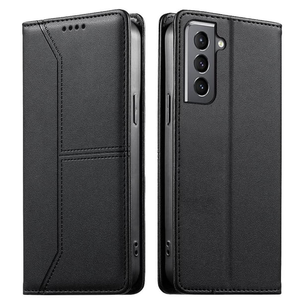 Funda tipo cartera con bloqueo RFID para Samsung Galaxy S22 Plus cubierta magnética de cuero con tapa y soporte Negro