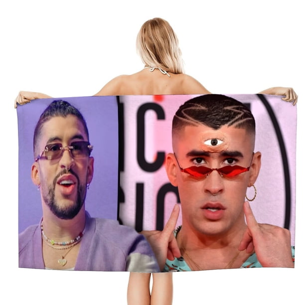 Bad Bunny Toalla de playa de secado rápido con diseño temático, regalo para mujeres y niñas, ideal para cumpleaños, fans, amantes de la música, uso en la playa o al aire libre,78*180cm