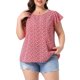 thumbnail image 1 of Agnes Orinda Blusas Florales de Talla Grande para Mujer Cuello Redondo Mangas Cortas Acampanadas Casual Primavera Verano Blusa 1X Rojo Oscuro, 1 of 6