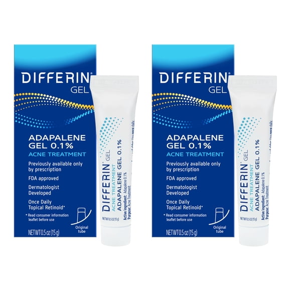 Gel para tratamiento del acné Differin 0,1% de adapaleno, 15 g x 2, 60 días
