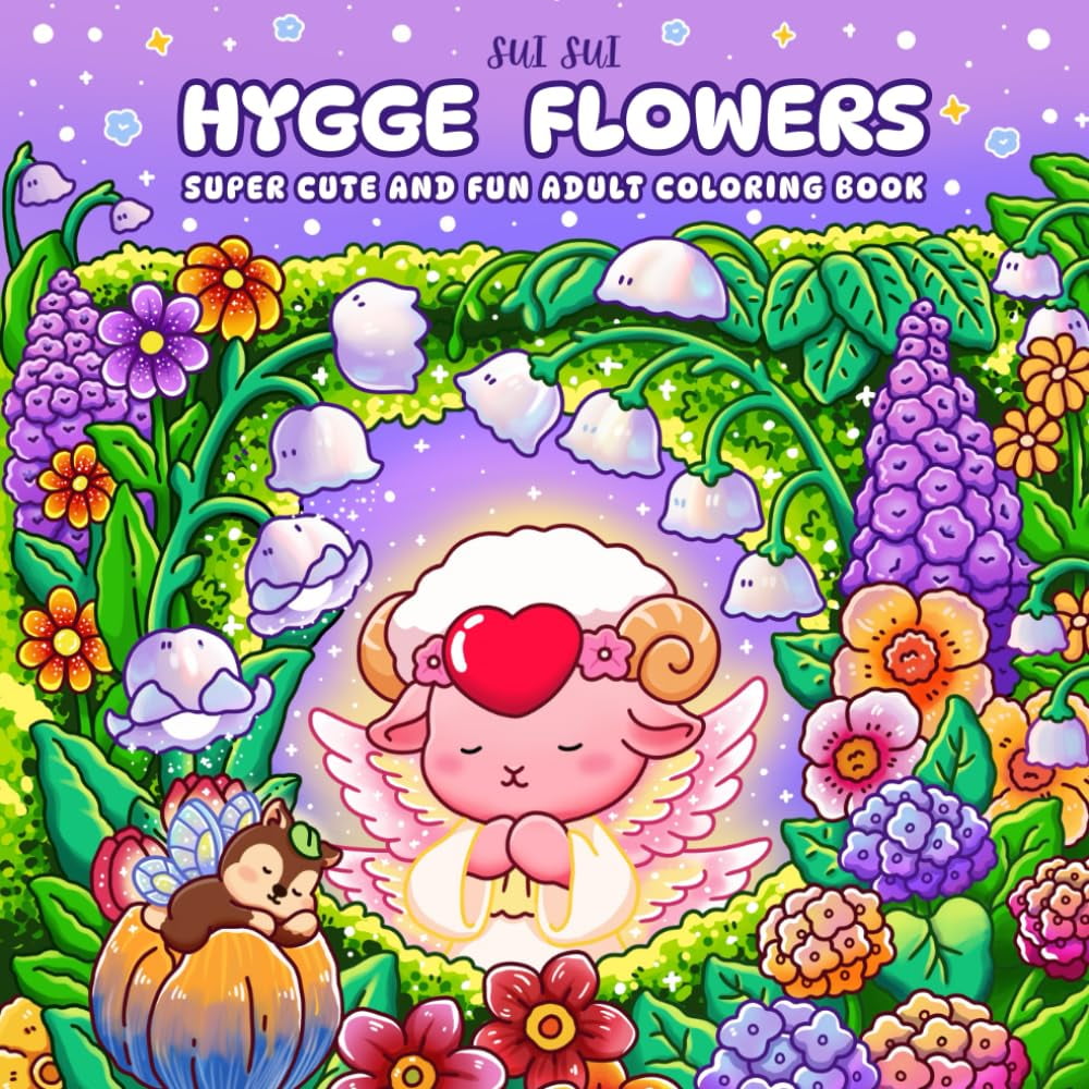 Vynic Pty Ltd - Libro Para Colorear Para Adultos Vynic Flores Hygge Con Hadas Y Animales Adorables