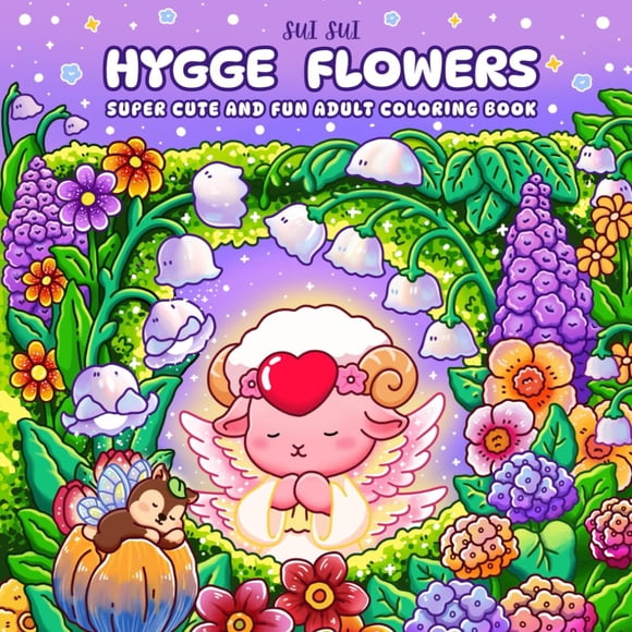 Libro para Colorear para Adultos VYNIC Flores Hygge con Hadas y Animales Adorables
